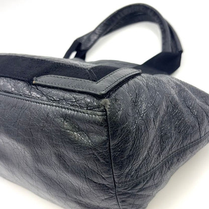 Balenciaga Cabas S Leather X Canvas Black Tote Silver