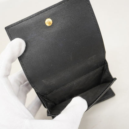 Christian Dior Wallet Dior Caro Leather Black Gold Hardware Women's