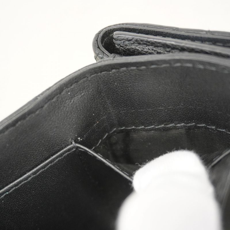 Christian Dior Wallet Dior Caro Leather Black Gold Hardware Women's