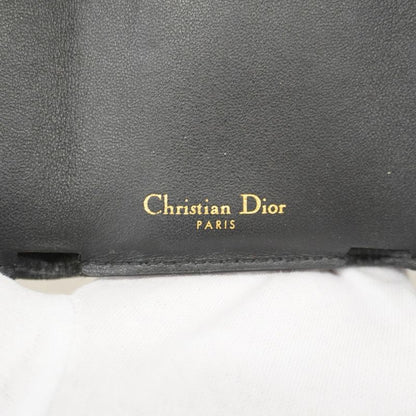 Christian Dior Wallet Dior Caro Leather Black Gold Hardware Women's