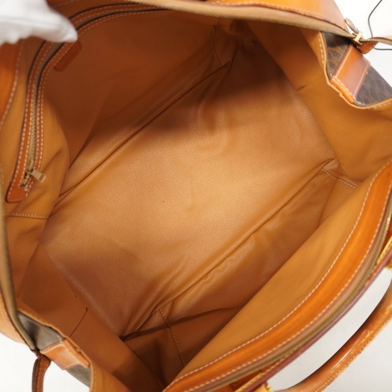 Celine Boston Bag Macadam PVC Brown Gold Hardware Men Women Unisex