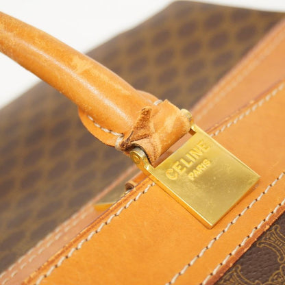 Celine Boston Bag Macadam PVC Brown Gold Hardware Men Women Unisex