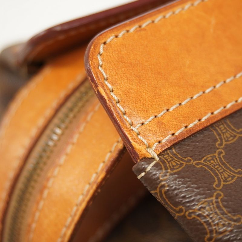 Celine Boston Bag Macadam PVC Brown Gold Hardware Men Women Unisex