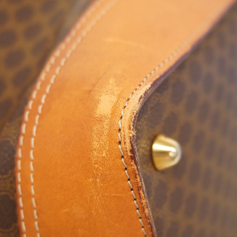 Celine Boston Bag Macadam PVC Brown Gold Hardware Men Women Unisex