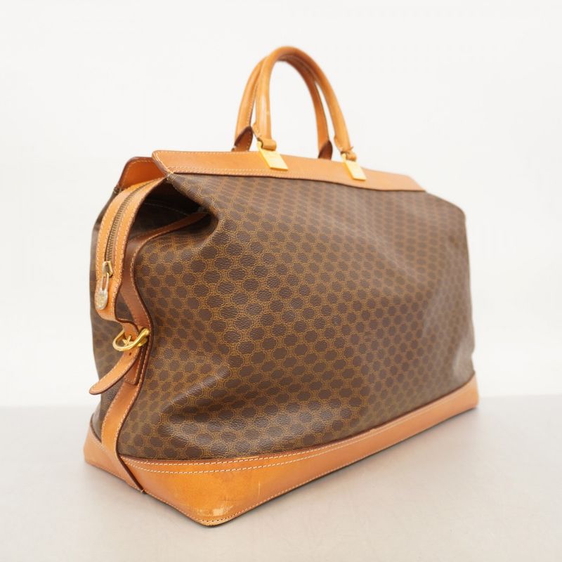 Celine Boston Bag Macadam PVC Brown Gold Hardware Men Women Unisex