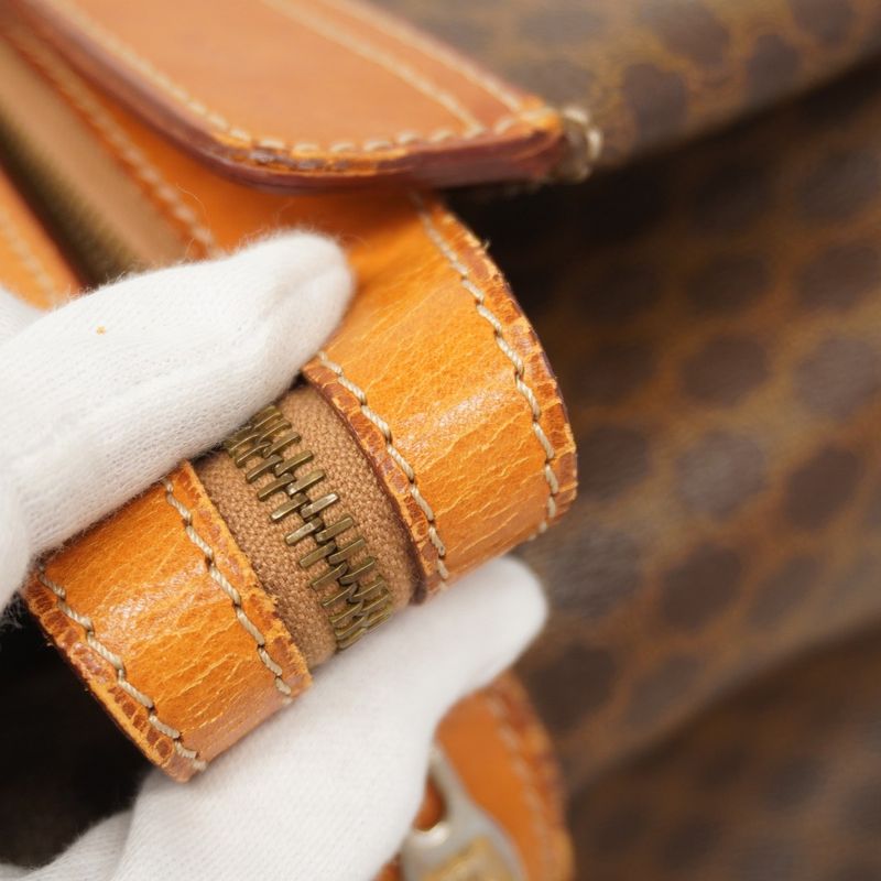 Celine Boston Bag Macadam PVC Brown Gold Hardware Men Women Unisex