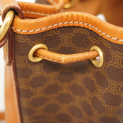 Celine Shoulder Bag Macadam PVC Brown Gold Hardware Women