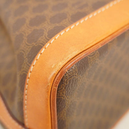 Celine Shoulder Bag Macadam PVC Brown Gold Hardware Women