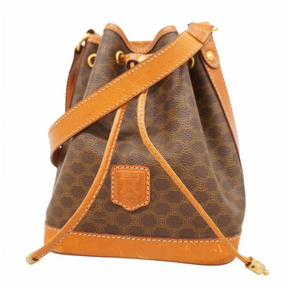 Celine Shoulder Bag Macadam PVC Brown Gold Hardware Women