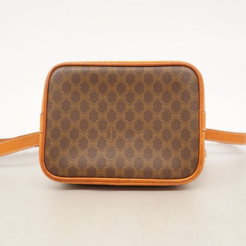 Celine Shoulder Bag Macadam PVC Brown Gold Hardware Women