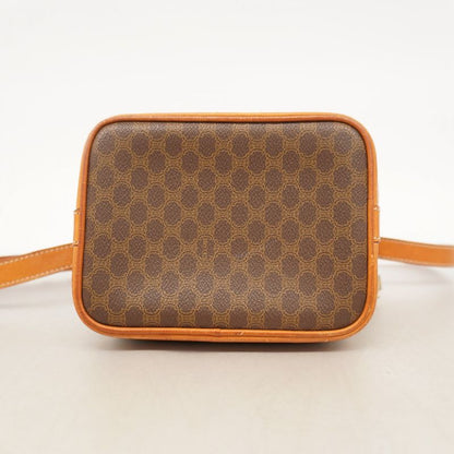 Celine Shoulder Bag Macadam PVC Brown Gold Hardware Women