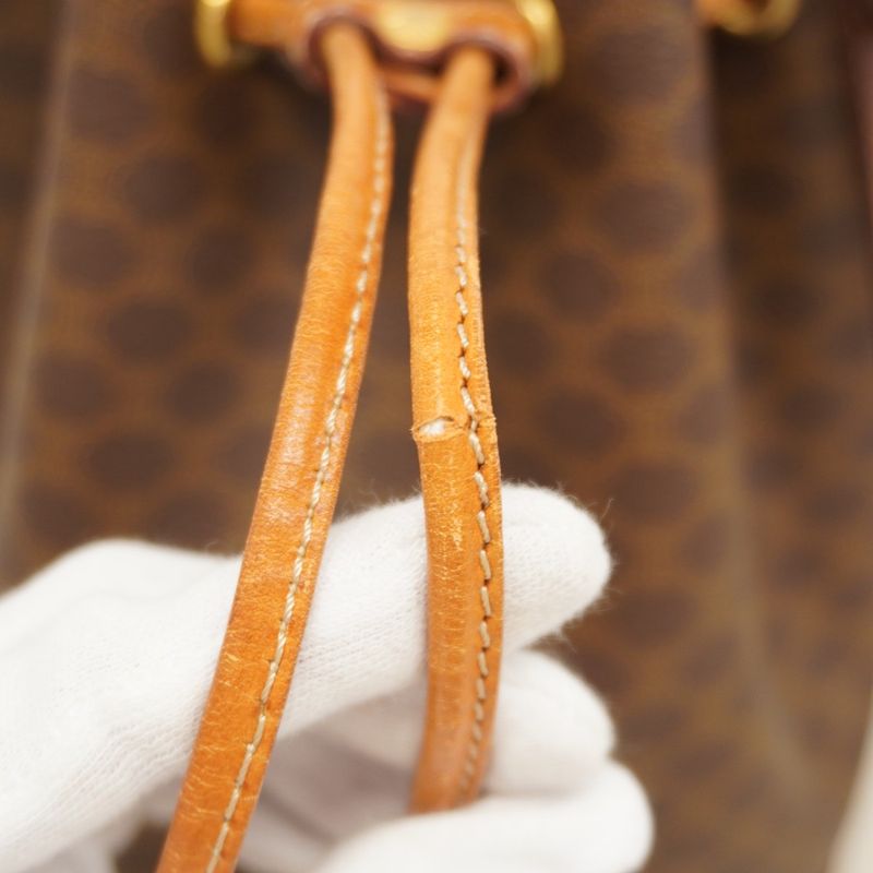 Celine Shoulder Bag Macadam PVC Brown Gold Hardware Women