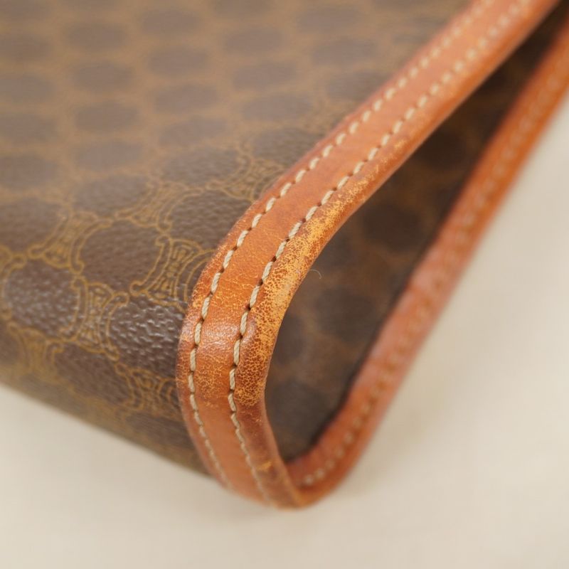 Celine Clutch Bag Macadam PVC Brown Gold Hardware Men's