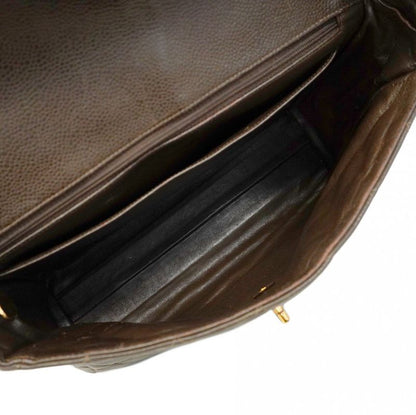 Chanel Shoulder Bag Matelasse Caviar Skin Brown Gold Hardware Women