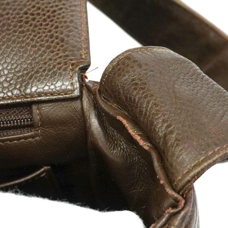 Chanel Shoulder Bag Matelasse Caviar Skin Brown Gold Hardware Women