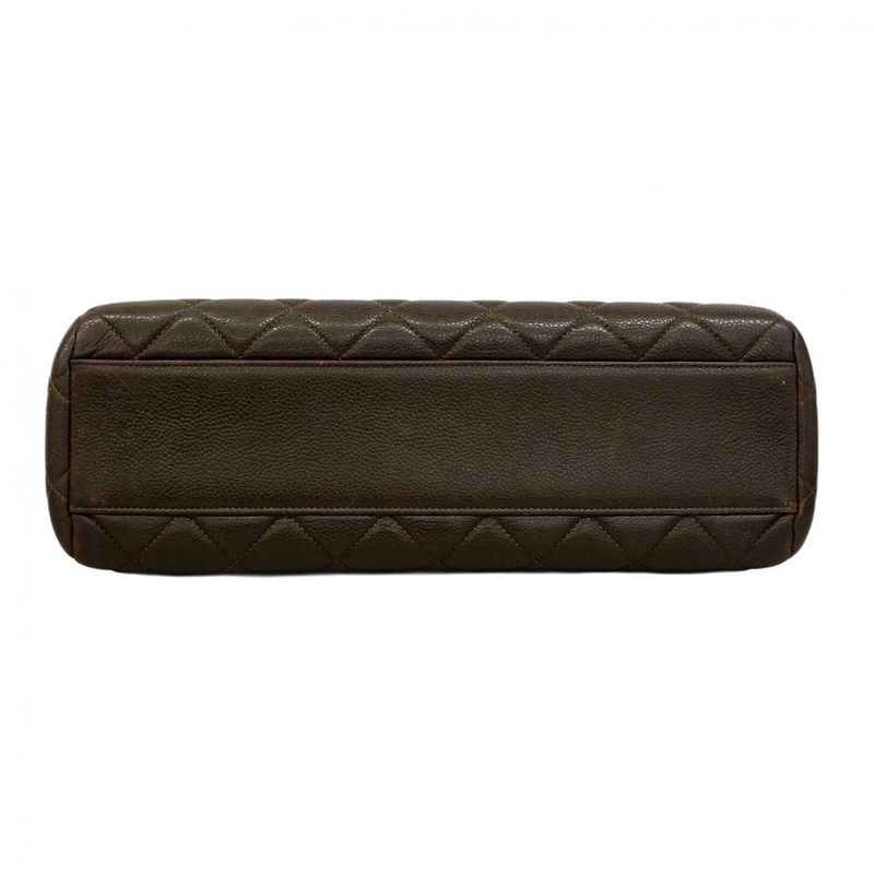 Chanel Shoulder Bag Matelasse Caviar Skin Brown Gold Hardware Women