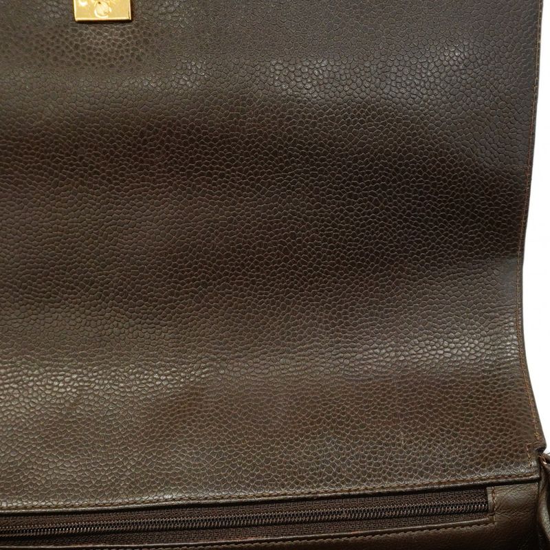 Chanel Shoulder Bag Matelasse Caviar Skin Brown Gold Hardware Women