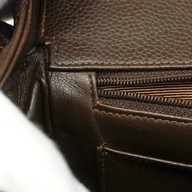 Chanel Shoulder Bag Matelasse Caviar Skin Brown Gold Hardware Women