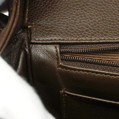 Chanel Shoulder Bag Matelasse Caviar Skin Brown Gold Hardware Women