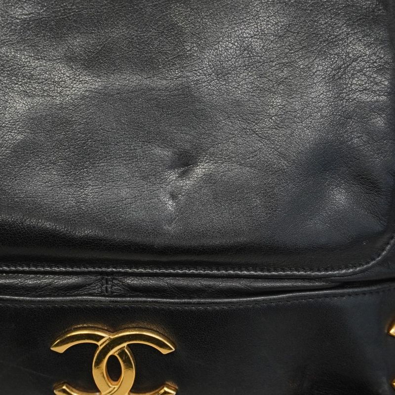 Chanel Backpack Daypack Triple Coco Lambskin Black Gold Hardware Women