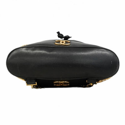 Chanel Backpack Daypack Triple Coco Lambskin Black Gold Hardware Women