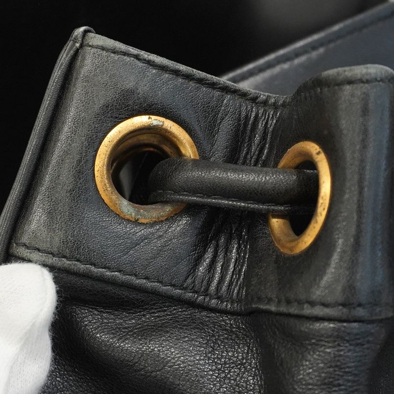 Chanel Backpack Daypack Triple Coco Lambskin Black Gold Hardware Women