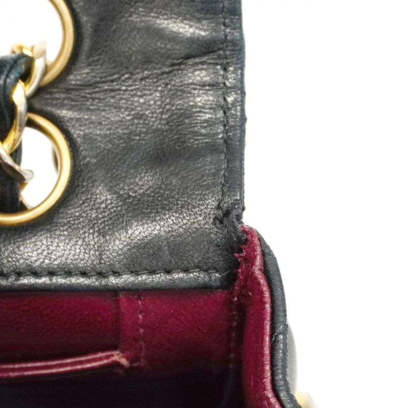 Chanel Shoulder Bag Matelasse Lambskin Black Gold Hardware Women