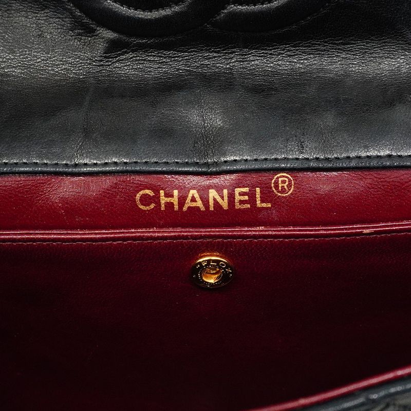 Chanel Shoulder Bag Matelasse Lambskin Black Gold Hardware Women