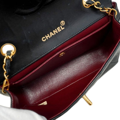 Chanel Shoulder Bag Matelasse Lambskin Black Gold Hardware Women