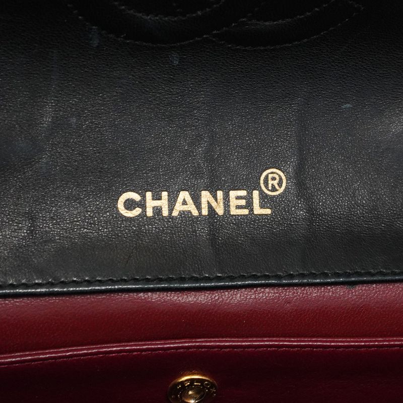 Chanel Shoulder Bag Matelasse Lambskin Black Gold Hardware Women