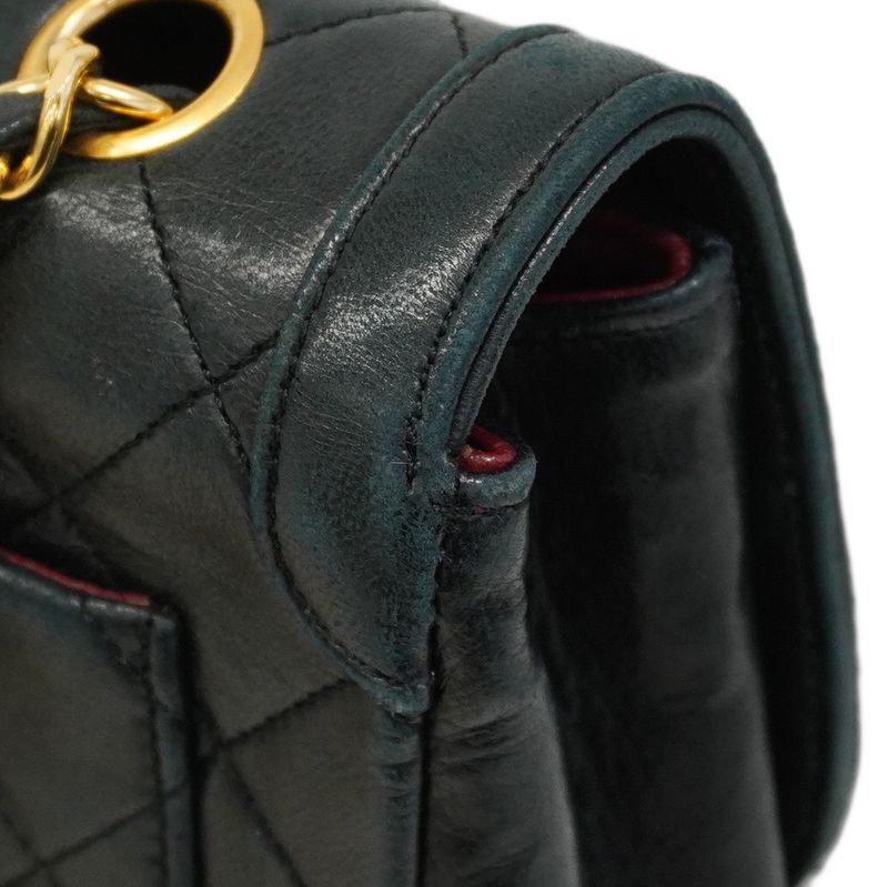 Chanel Shoulder Bag Matelasse Lambskin Black Gold Hardware Women