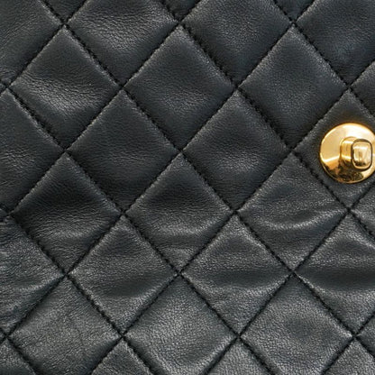 Chanel Shoulder Bag Matelasse Lambskin Black Gold Hardware Women