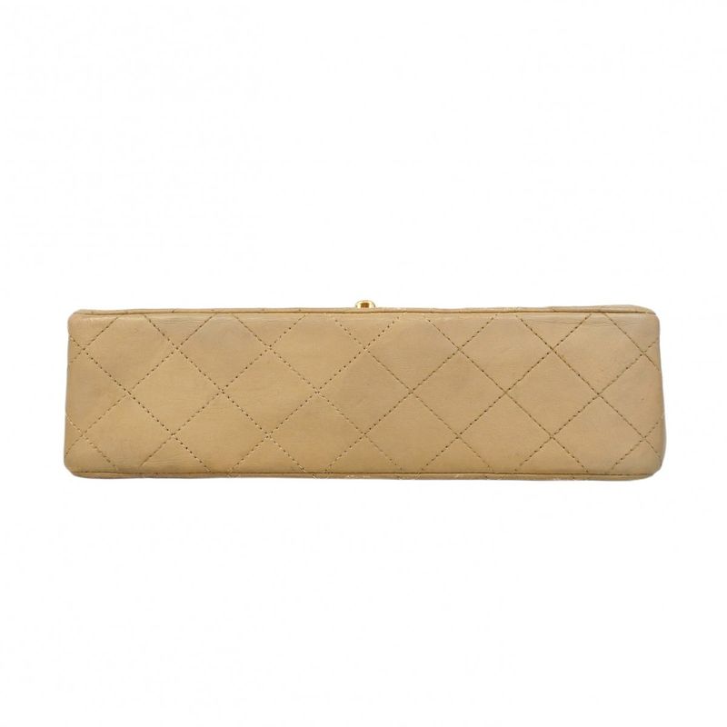 Chanel Shoulder Bag Matelasse Lambskin Beige Gold Hardware Women