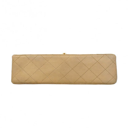 Chanel Shoulder Bag Matelasse Lambskin Beige Gold Hardware Women