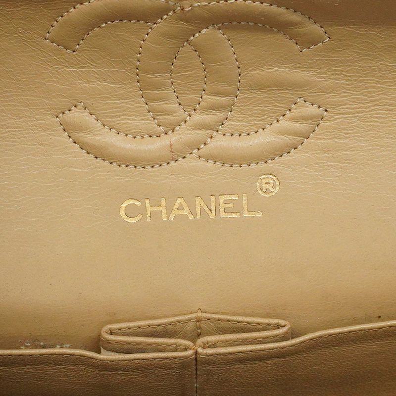 Chanel Shoulder Bag Matelasse Lambskin Beige Gold Hardware Women