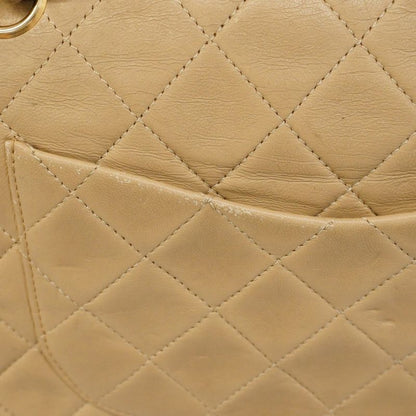 Chanel Shoulder Bag Matelasse Lambskin Beige Gold Hardware Women