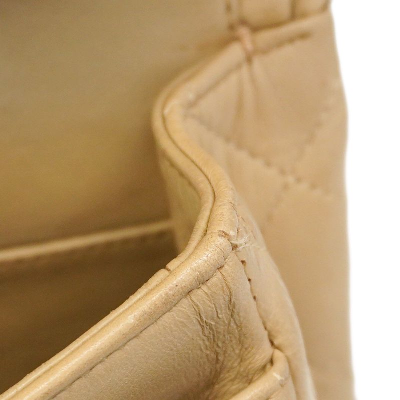 Chanel Shoulder Bag Matelasse Lambskin Beige Gold Hardware Women