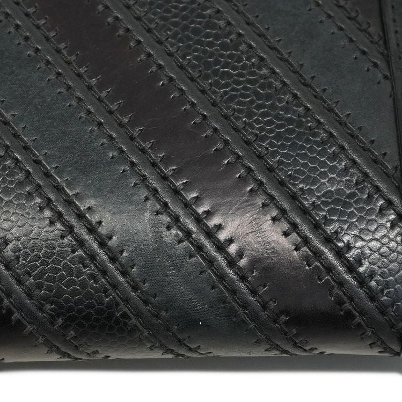 Chanel Shoulder Wallet Boy Chanel/v Stitching Leather Black Gold Hardware Women