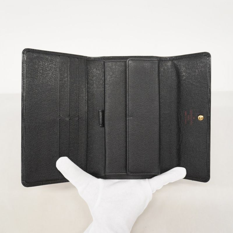 Louis Vuitton Epi Porte Trifold Long Wallet International M63382 Noir Black Men