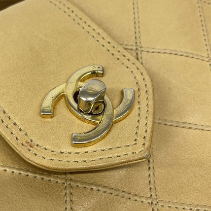 Chanel Shoulder Bag Bicolore Lambskin Beige Gold Hardware Women