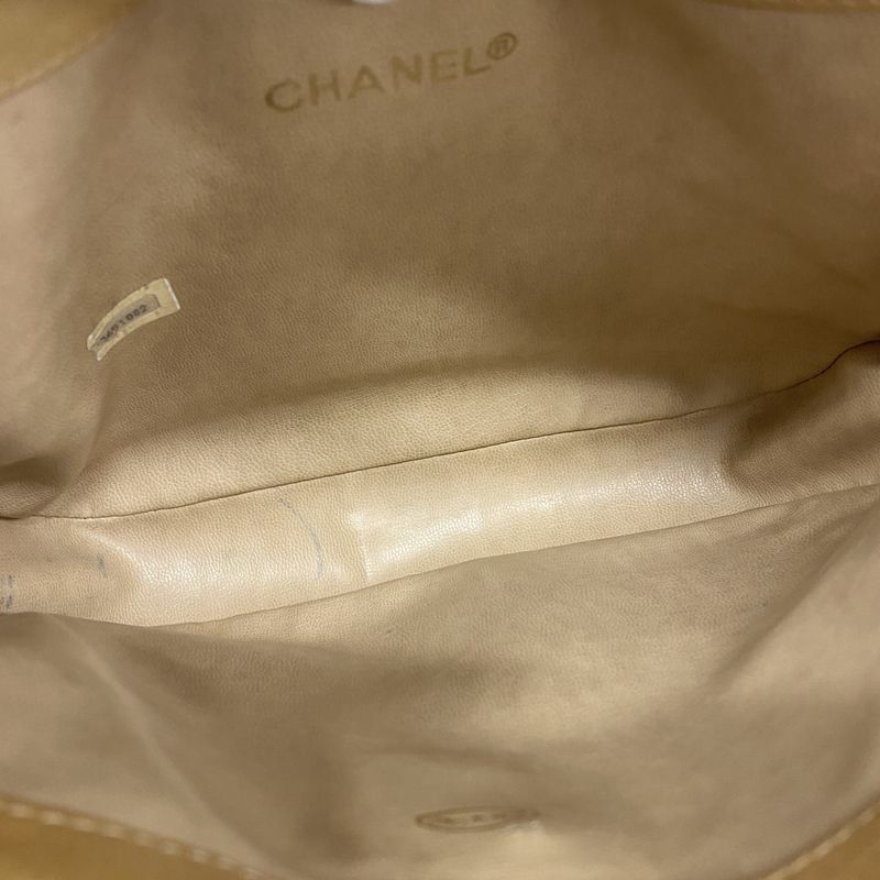 Chanel Shoulder Bag Bicolore Lambskin Beige Gold Hardware Women