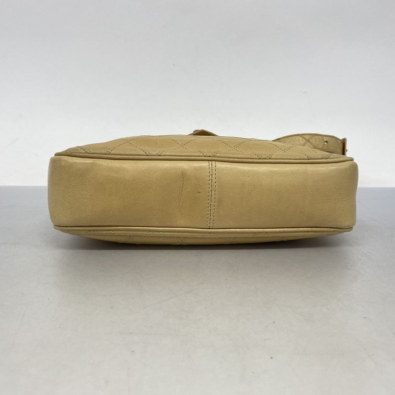 Chanel Shoulder Bag Bicolore Lambskin Beige Gold Hardware Women