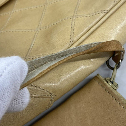 Chanel Shoulder Bag Bicolore Lambskin Beige Gold Hardware Women