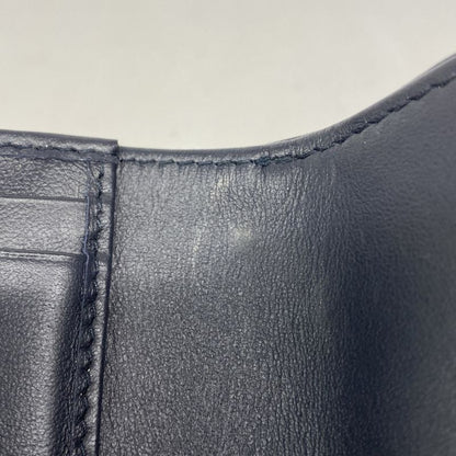 Christian Dior Trifold Wallet Oblique Saddle Canvas Navy Gold Hardware Women