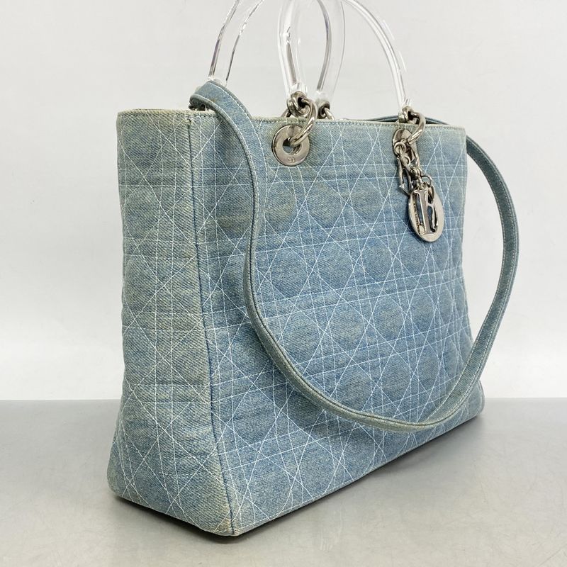 Christian Dior Handbag Canage Lady Dior Denim Blue Silver Hardware 2way Bag