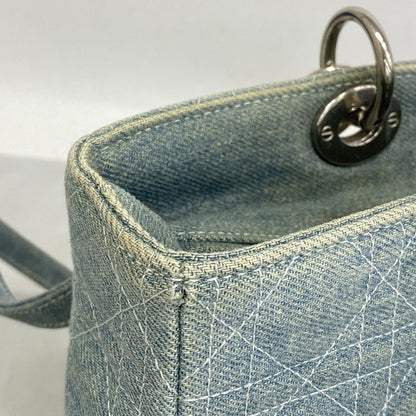 Christian Dior Handbag Canage Lady Dior Denim Blue Silver Hardware 2way Bag