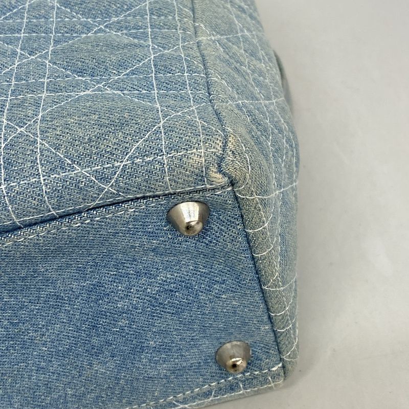Christian Dior Handbag Canage Lady Dior Denim Blue Silver Hardware 2way Bag