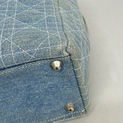 Christian Dior Handbag Canage Lady Dior Denim Blue Silver Hardware 2way Bag