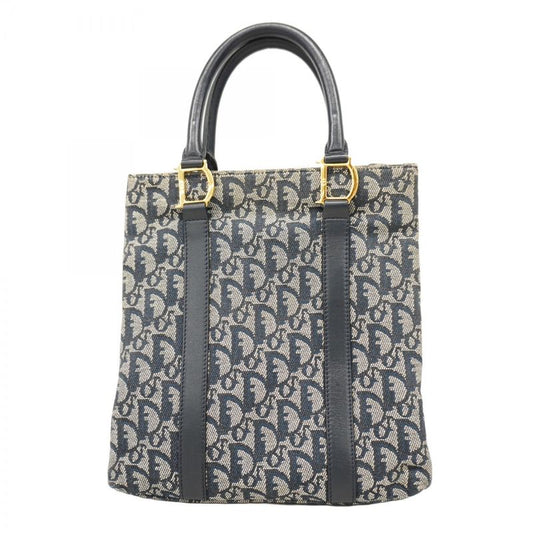 Christian Dior Handbag Trotter Canvas Navy Gold Hardware Women