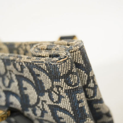 Christian Dior Handbag Trotter Canvas Navy Gold Hardware Women